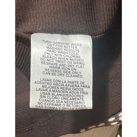 Jones New York Brown and White V Neck Shirt Size XL 3/4 sleeve w/Sequin Accents - Picture 5 of 7